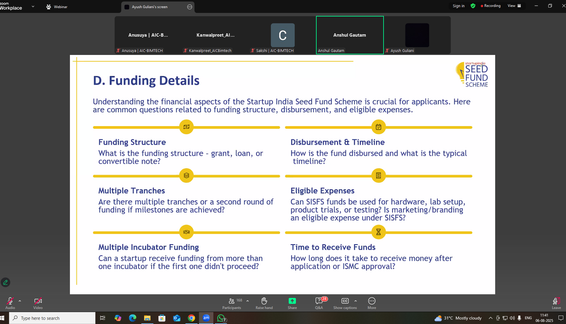 Webinar on Startup India Seed Fund Scheme